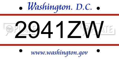 2941ZW District Of Columbia License Plate