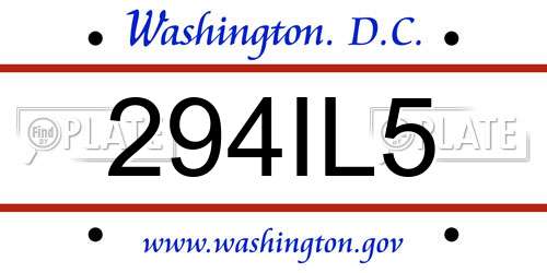 294IL5 District Of Columbia License Plate
