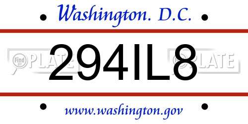 294IL8 District Of Columbia License Plate