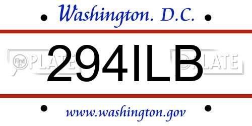 294ILB District Of Columbia License Plate