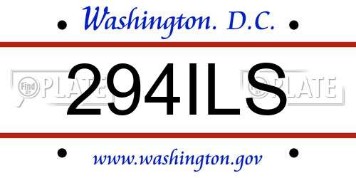 294ILS District Of Columbia License Plate