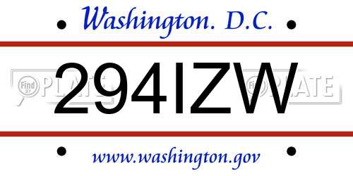 294IZW District Of Columbia License Plate