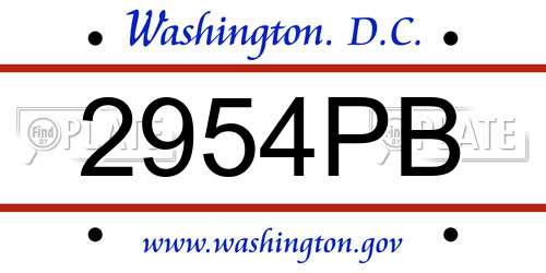 2954PB District Of Columbia License Plate