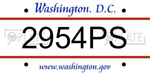 2954PS District Of Columbia License Plate