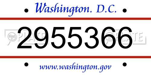 2955366 District Of Columbia License Plate