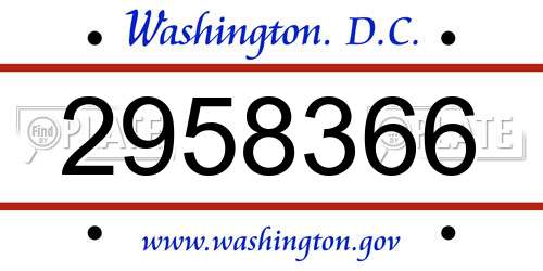 2958366 District Of Columbia License Plate