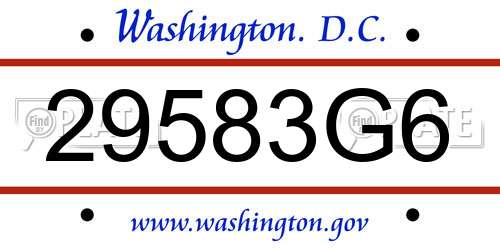 29583G6 District Of Columbia License Plate