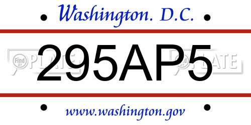 295AP5 District Of Columbia License Plate