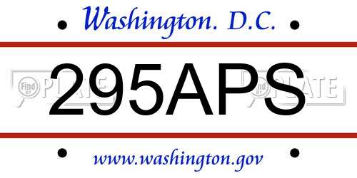 295APS District Of Columbia License Plate