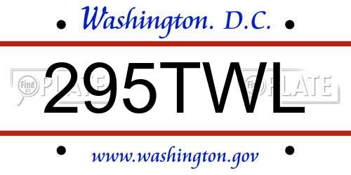 295TWL District Of Columbia License Plate