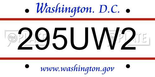 295UW2 District Of Columbia License Plate