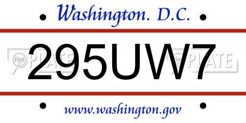 295UW7 District Of Columbia License Plate