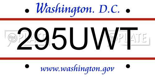 295UWT District Of Columbia License Plate
