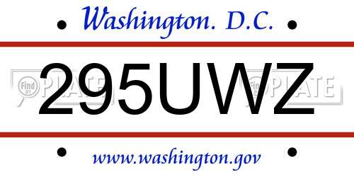 295UWZ District Of Columbia License Plate
