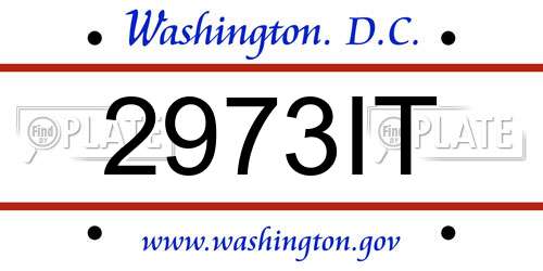 2973IT District Of Columbia License Plate