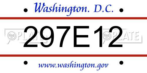297E12 District Of Columbia License Plate