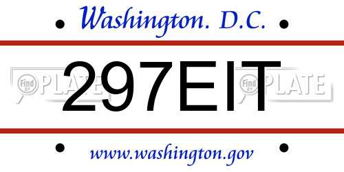 297EIT District Of Columbia License Plate