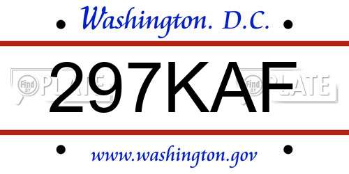 297KAF District Of Columbia License Plate