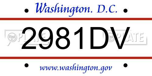 2981DV District Of Columbia License Plate