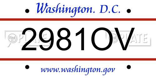 2981OV District Of Columbia License Plate