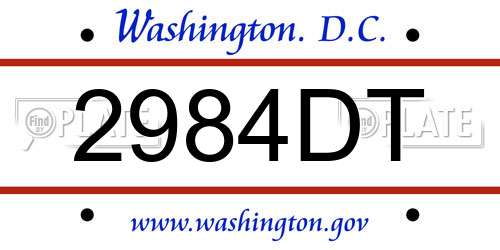 2984DT District Of Columbia License Plate