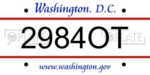 2984OT District Of Columbia License Plate