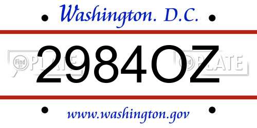 2984OZ District Of Columbia License Plate