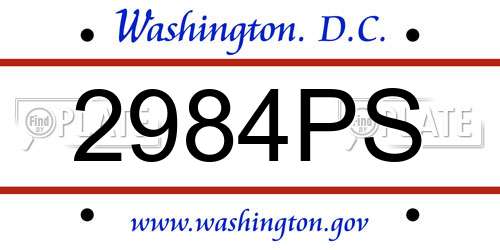 2984PS District Of Columbia License Plate