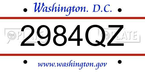 2984QZ District Of Columbia License Plate