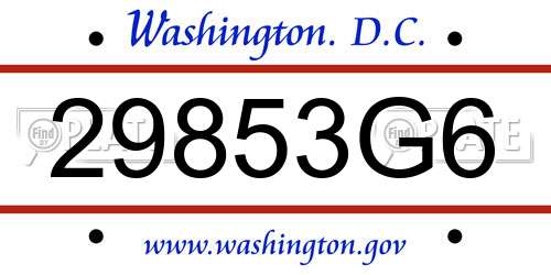 29853G6 District Of Columbia License Plate