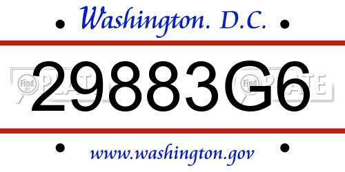 29883G6 District Of Columbia License Plate