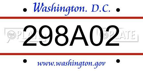 298A02 District Of Columbia License Plate