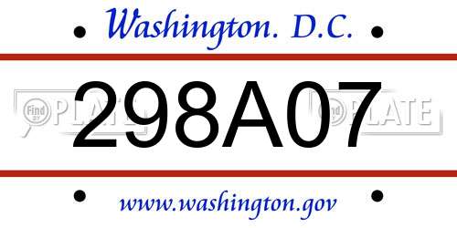 298A07 District Of Columbia License Plate