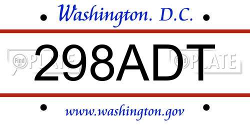 298ADT District Of Columbia License Plate