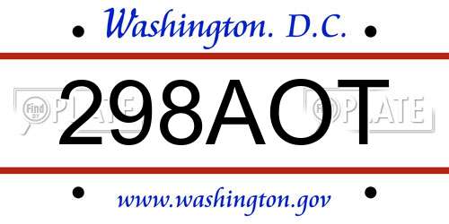 298AOT District Of Columbia License Plate