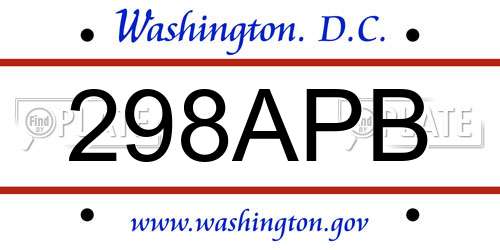 298APB District Of Columbia License Plate