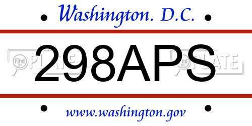 298APS District Of Columbia License Plate