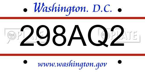 298AQ2 District Of Columbia License Plate