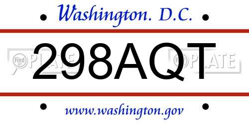 298AQT District Of Columbia License Plate