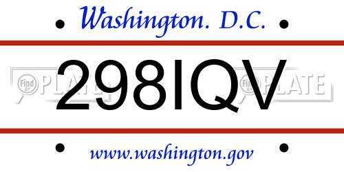 298IQV District Of Columbia License Plate