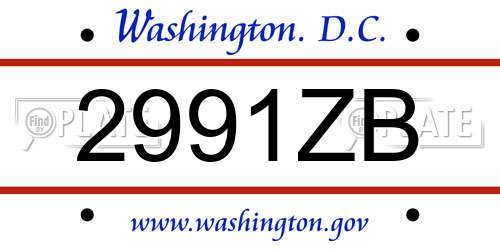 2991ZB District Of Columbia License Plate