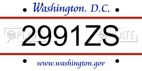 2991ZS District Of Columbia License Plate