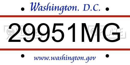 29951MG District Of Columbia License Plate