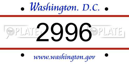 2996 District Of Columbia License Plate