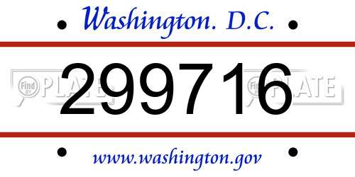 299716 District Of Columbia License Plate