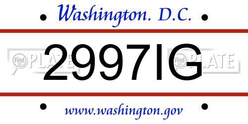 2997IG District Of Columbia License Plate