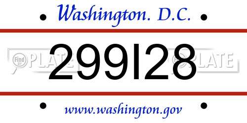 299I28 District Of Columbia License Plate