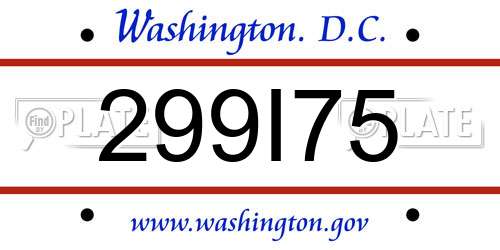 299I75 District Of Columbia License Plate