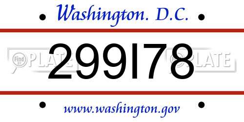 299I78 District Of Columbia License Plate