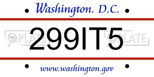 299IT5 District Of Columbia License Plate
